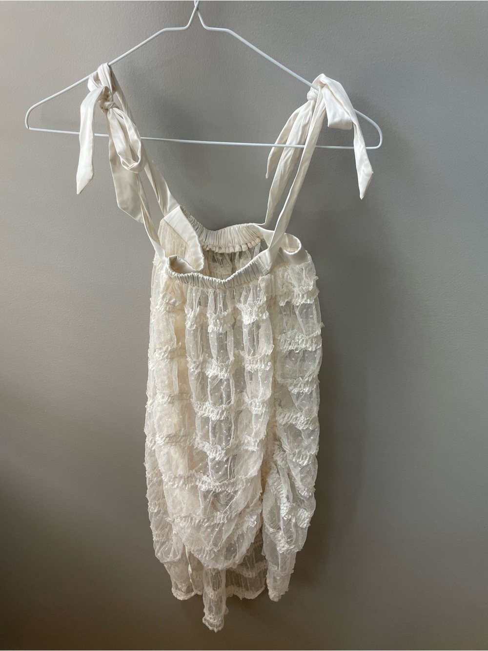 For Love & Lemons Cream Lace Tie-Strap Chemise